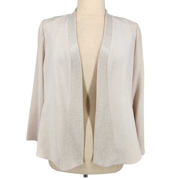 Daymor Couture Cream Beaded Evening Jacket Open Front Formal Wear Elegant Layer - Picture 1 of 9